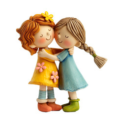 Two friends together,‌ Hand drawn illustration for the International Friendship Day celebration without background