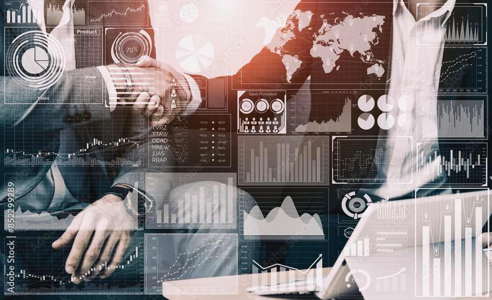 Aufkleber big data technology for business finance analytic concept. modern interface shows massive informatio