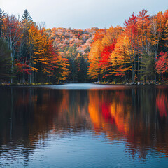 Obraz premium Autumn Reflections on a Lake