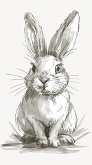 Fototapeta premium Cute bunny rabbit outline sketch vector illustration