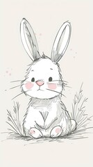 Obraz premium Cute bunny rabbit outline sketch vector illustration