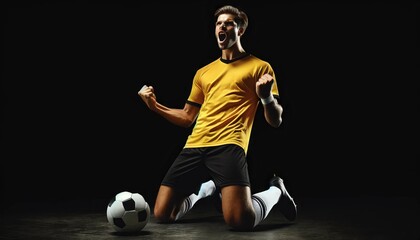 Soccer Player Celebrating a Goal with Excitement on Field