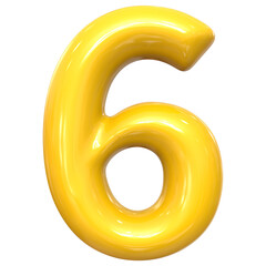 Number 6 yellow color