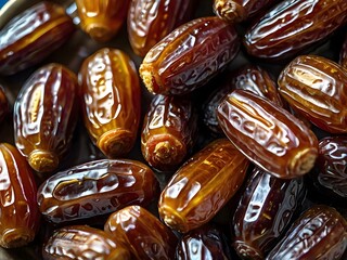 dates close up. date palm background. Date palm on a traditional craftsman market.Horizontal image.