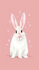 Obraz premium Draw banner rabbit on pink pastel for spring season