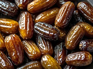 dates close up. date palm background. Date palm on a traditional craftsman market.Horizontal image.