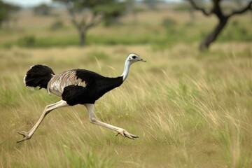 Fototapeta premium ostrich running in savannah