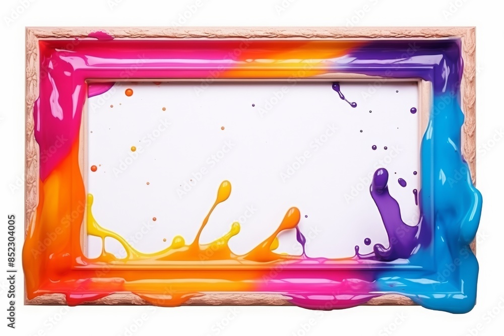 Aufkleber empty simple frame made of colorful epoxy resin, isolated on white empty background