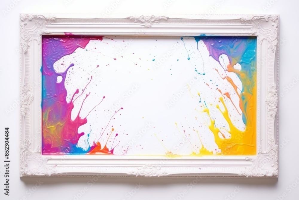 Poster empty simple frame made of colorful epoxy resin, isolated on white empty background
