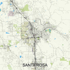 Fototapeta premium Santa Rosa, California, USA map poster art