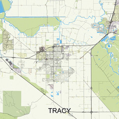Tracy, California, USA map poster art