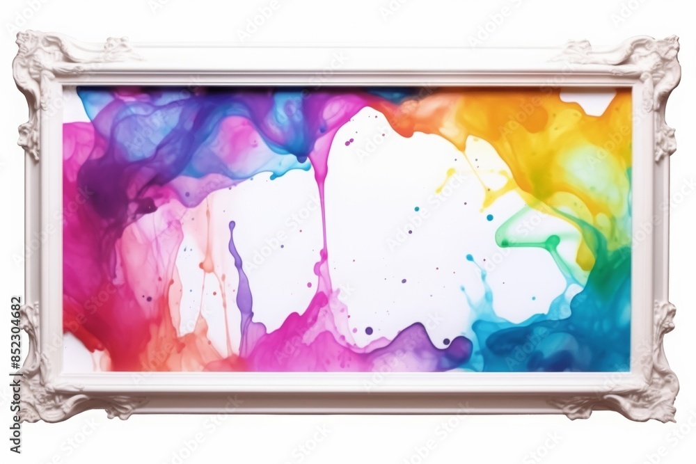 Aufkleber empty simple frame made of colorful epoxy resin, isolated on white empty background