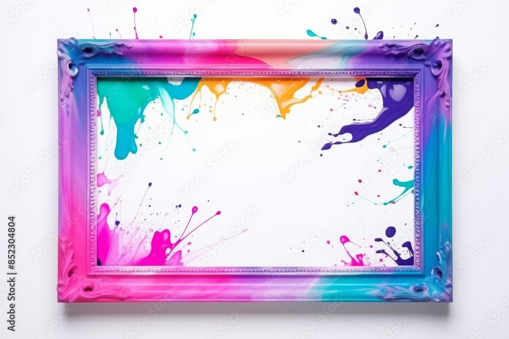 Aufkleber empty simple frame made of colorful epoxy resin, isolated on white empty background