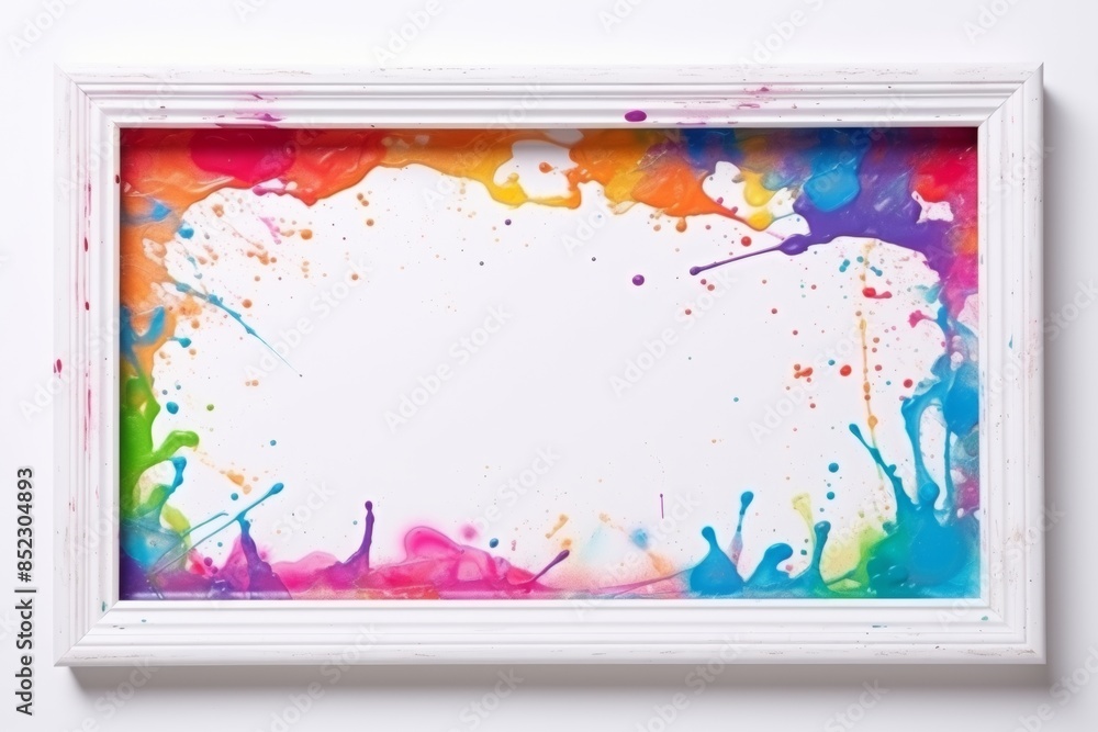 Aufkleber empty simple frame made of colorful epoxy resin, isolated on white empty background