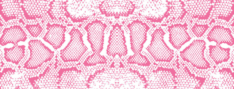 Print texture pattern pink and white snake. Vector illustration.
