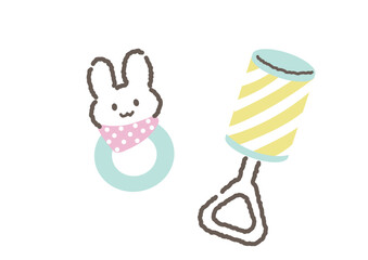 赤ちゃんが遊ぶガラガラのイラスト