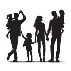Obraz premium family four persons parents and two children silhouette vector illustration