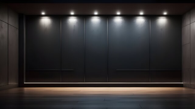 AI-generated, tastefully empty, dark room with copy space at night
