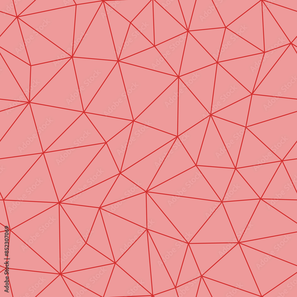 Poster geometric template background. red color. compact triangles size. thin lines weight. repeatable patt