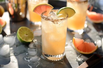 A craft cocktail workshop where participants learn to make a Paloma