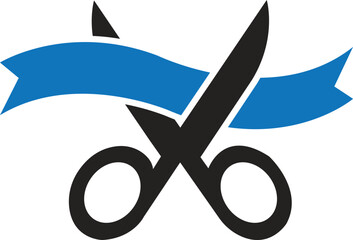 Grand opening icon, ribon cutting icon