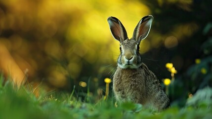 Hare in freedom, Cute bunny in nature