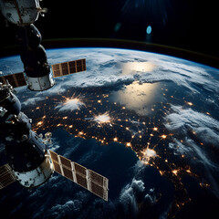 planet earth view from space, space station view	
