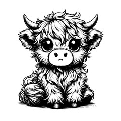 Cute Highland Cow Sitting Svg | Highland Cow Svg | Cow Svg | Cute Cow Svg | Baby Cow Svg | Highland Cow Clipart Vector Cutting File