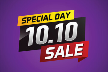 10.10 Special day sale word concept vector illustration with ribbon and 3d style for use landing page, template, ui, web, mobile app, poster, banner, flyer, background, gift card, coupon

