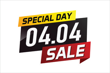 Obraz premium 4.4 Special day sale word concept vector illustration with ribbon and 3d style for use landing page, template, ui, web, mobile app, poster, banner, flyer, background, gift card, coupon