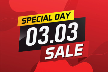 3.3 Special day sale word concept vector illustration with ribbon and 3d style for use landing page, template, ui, web, mobile app, poster, banner, flyer, background, gift card, coupon

