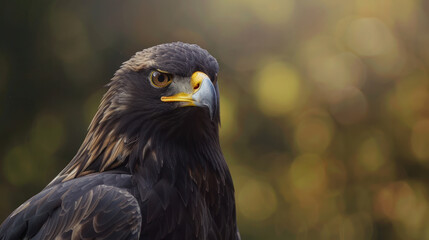 Obraz premium Close-Up of a Majestic Eagle with a Focused Gaze Against a Natural Background