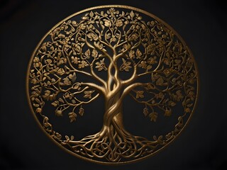 Gold Medallion with Celtic Tree of Life Design
