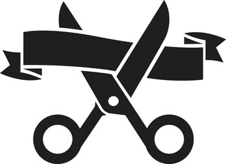 Grand opening icon, ribon cutting icon