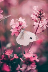 White butterfly on a pink flower