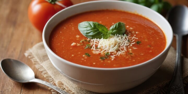 Tomato Basil Soup with Parmesan Cheese