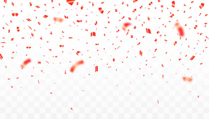 Celebration party banner with red confetti background. Grand Opening Card luxury greeting rich. Sale Vector illustration. ribbons, holiday,