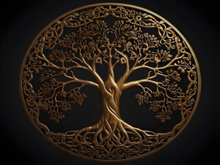 Celtic Gold Medallion Featuring the Tree of Life