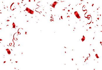 Celebration confetti and carnival ribbons template. Holiday, birthday.