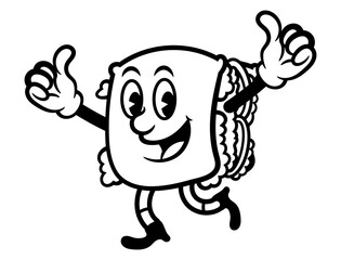 Sandwich mascot cartoon characters with thumbs up gestures. Best for outline, logo, and coloring book with fast food themes for kids