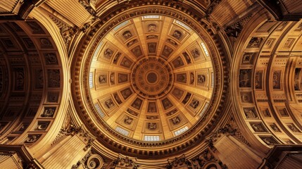 Obraz premium Intricate details of Pantheon's majestic dome captured from below in Paris