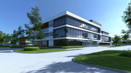 Fototapeta premium Modern office complex in technology park industrial zone.