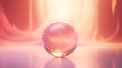 A Radiant Crystal Sphere Illuminated with Pink and Orange Hues in an Ethereal Abstract Setting