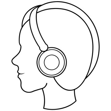recommend clip art: Headphone silhouette vector illustration and line art
