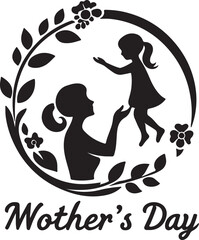  Happy Mothers Day silhouette vector illustration..