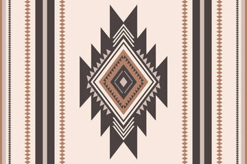 Monochrome beige aztec geometric pattern. Vector aztec southwestern geometric stripes seamless pattern. Ethnic geometric pattern use for fabric, textile, home decoration elements, upholstery, etc.