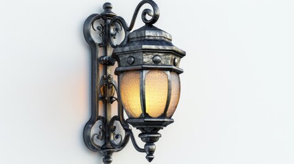 Vintage wall lamp isolated on white background.