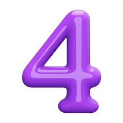 Purple 3D Number 4