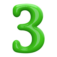 Green 3D Number 3