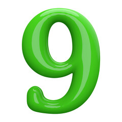 Green 3D Number 9